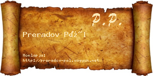 Preradov Pál névjegykártya